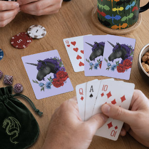 Baralho Flores de Unicórnio Preto Roxo