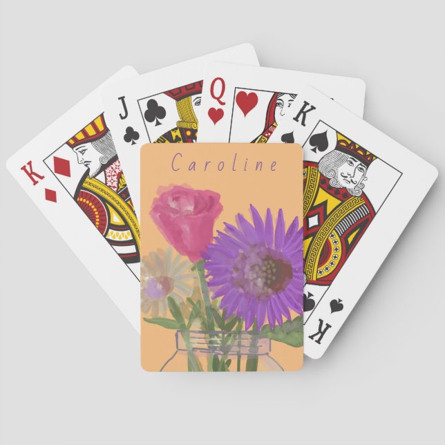Baralho Flores felizes Bonito Coloridas + Nome Personaliza (Verso)