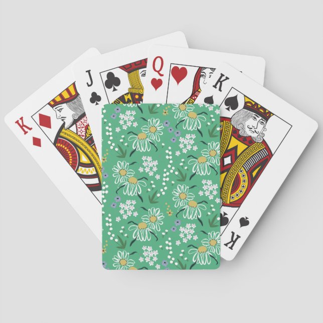 Baralho Flores Retro, Padrão Botânico Sem Costura. (Verso)