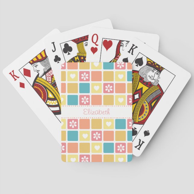 Baralho Flores retros da margarida do teste padrão (Verso)