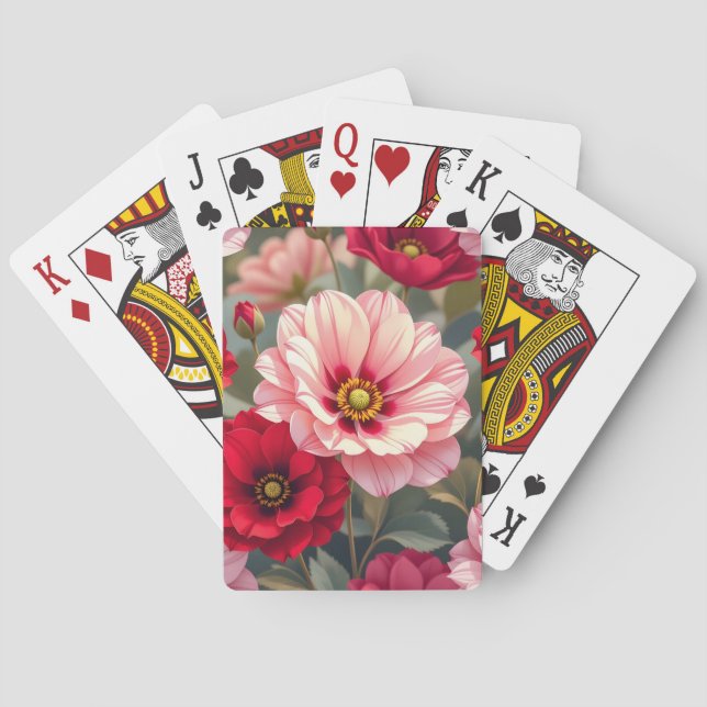 Baralho Flores rosa, vermelhas e malvas  (Verso)