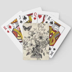 Baralho Flores russas e borboletas - Papel envelhecido (8)