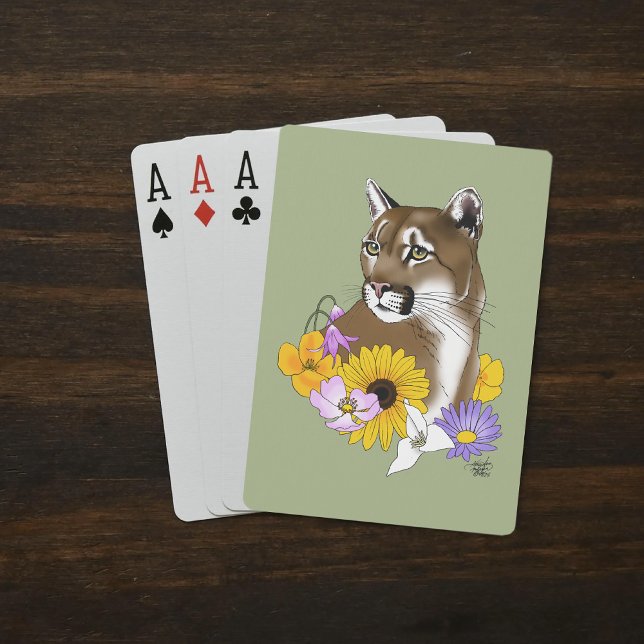 Baralho Flores Silvestres Puma Leão-da-Montanha Cougar (Criador carregado)
