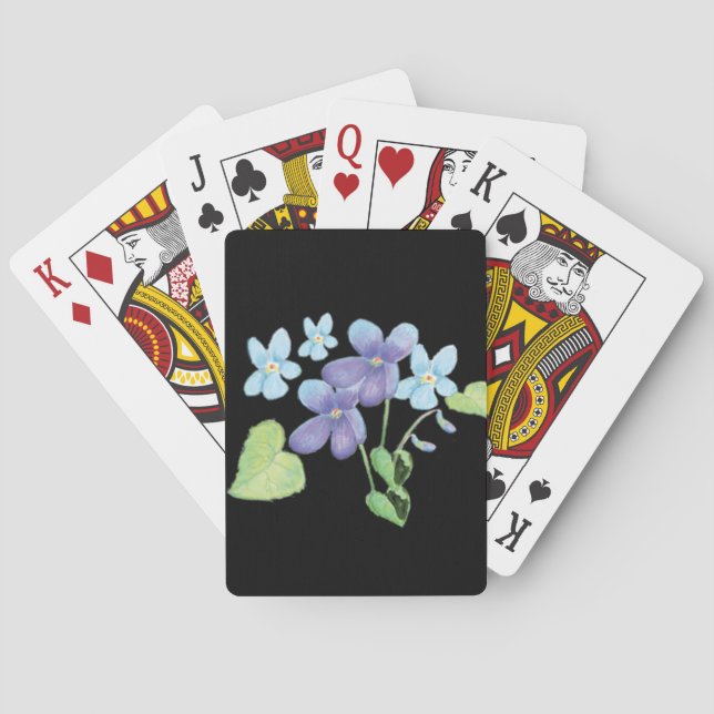 Baralho Flores Violetas Selvagens - Ilustração Preta (Verso)