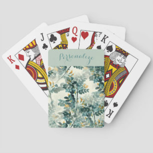 Baralho Folhagem Verde Vintage Sea Deixa Padrão Elegante