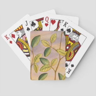 Baralho Folhas verdes e amarelas no fundo do sol