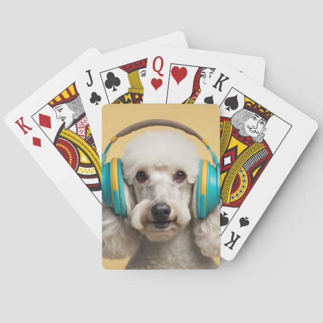 Baralho Fones de ouvido de veste de poodle (Verso)