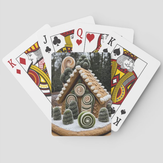 Baralho Forest Mint Gingerbread Cottage Playing Cards (Verso)