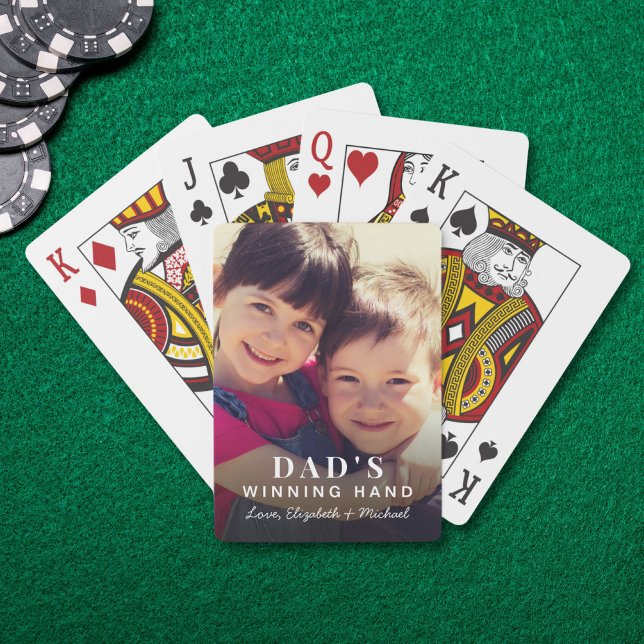 Baralho Foto da Mão Vencedora do Papai Jogando (Dad's Winning Hand Photo Playing Poker Cards)