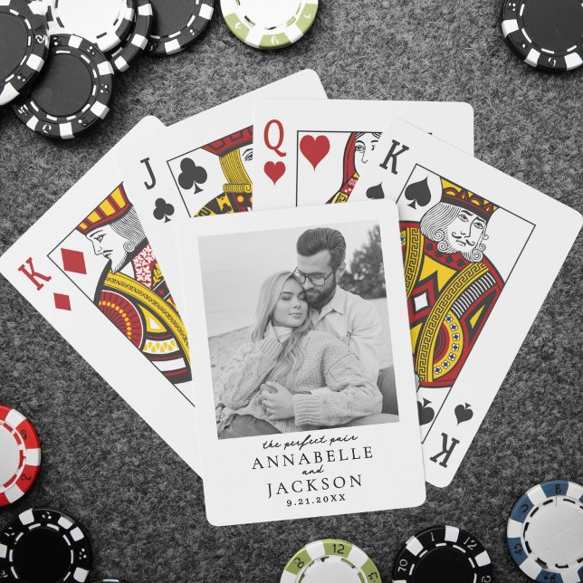 Baralho Foto de Casal Simples Par Perfeito (Perfect Pair Simple Couple Photo Poker Cards)