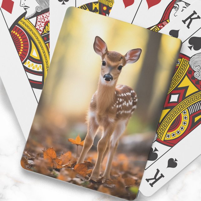 Baralho Foto de cervo bebê na floresta (Baby deer photo playing cards)