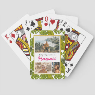 Baralho Foto de Férias da Família Havaiana de Folhas Tropi
