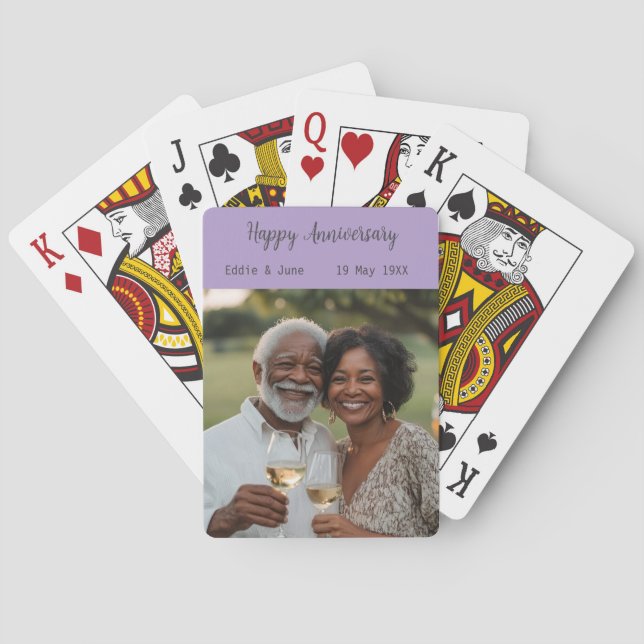Baralho Foto do aniversário Cartões Poker Modernos Roxo (Verso)