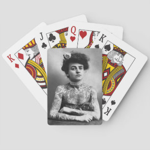Baralho Foto do vintage de cartões Tattooed da senhora
