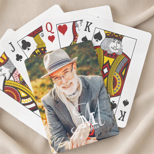 Baralho Foto Personalizada Moderna Elegante do Nome do Mon (Criador carregado)