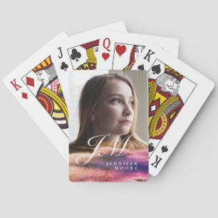 Baralho Foto Rosa Rosa Púrpura Púrpura Personalizada Chic 