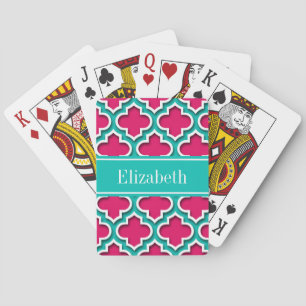 Baralho Framboesa, Teal Marroquino #5DS Nome Teal Monogram