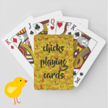 "Frangos Brincando com Cartas" Padrão Amarelo Dive