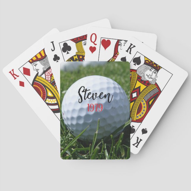 Baralho FUN!  ⛳ Custom Golf Playing Cards – Add Name & Bir (Verso)