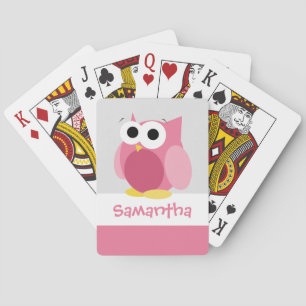 Baralho Funny Pink Owl Kids Personalized Playing Cards