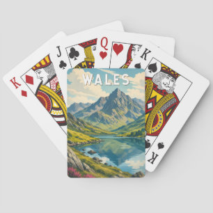 Baralho Gales Reino Unido Ilustração Viagem Arte Retro
