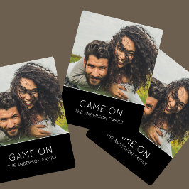 Baralho Game On Family Photo Modern Elegant Black
