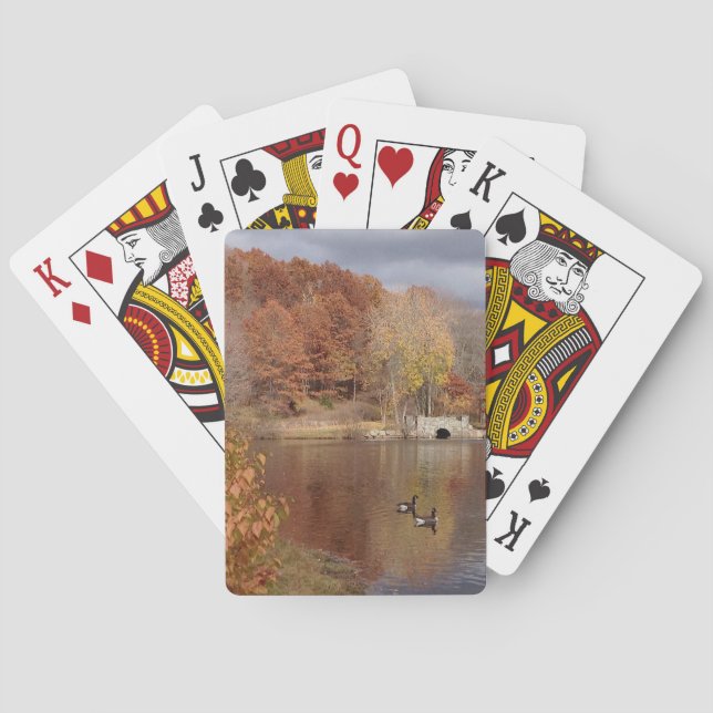 Baralho Gansos em Cores de Queda Refletidas - (Verso)