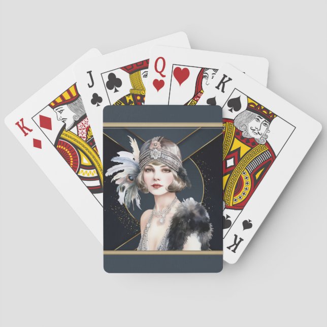 Baralho Garota Flapper Art Déco (Verso)