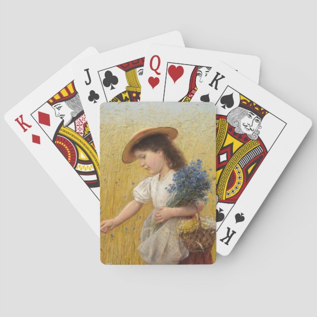 Baralho Garota jovem em um campo de trigo (Verso)