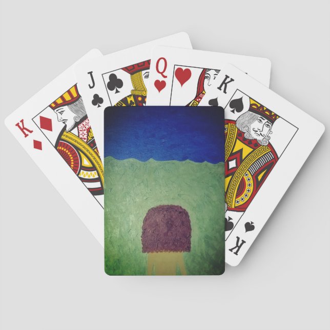 Baralho Garota Olhando Para Os Cartões De Jogada Clássicos (Verso)