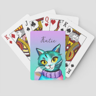 Baralho Gatinho Azul Fofo Personalizado