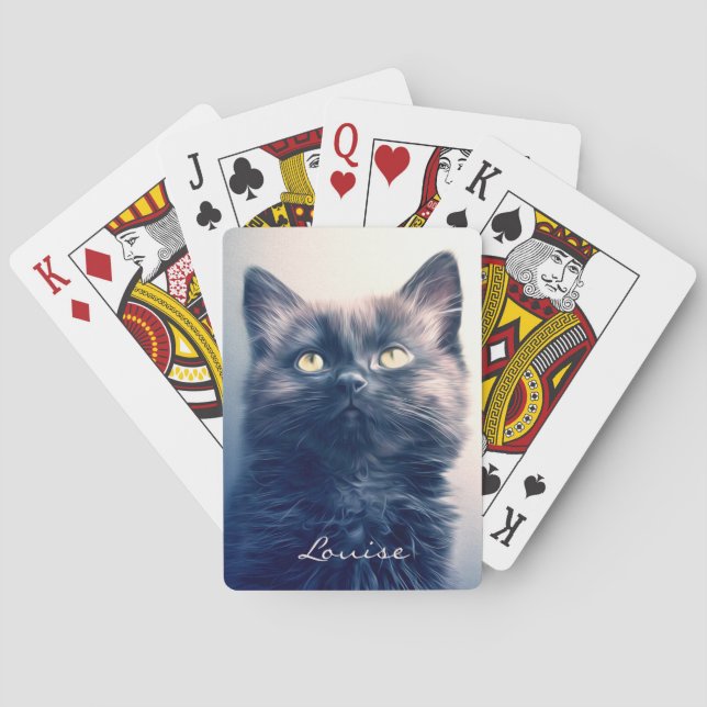 Baralho Gatinho de Cabelo Longo Preto (Verso)