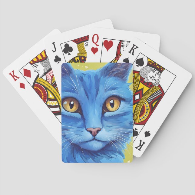 Baralho Gato Azul Grande. (Verso)