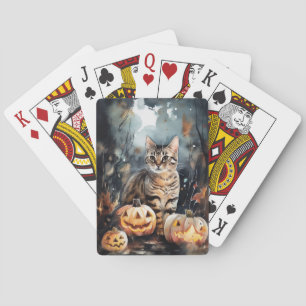 Baralho Gato Bengal Halloween com Abóboras Assustadoras