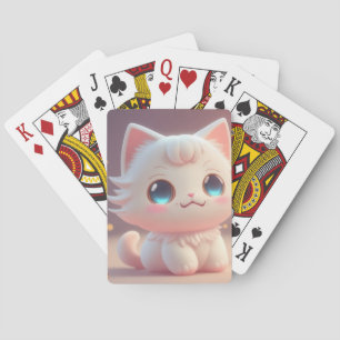Baralho Gato Branco Bonito Kawaii Fluffy