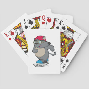 Baralho Gato como Patinador de Gelo com skates de Gelo