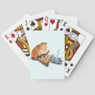 Baralho Gato e Rato Tocando Cartoon de Xadrez Engraçando 
