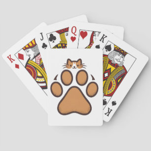 Baralho Gato Fofo se Escondendo na Pegada da Pata - Ilustr