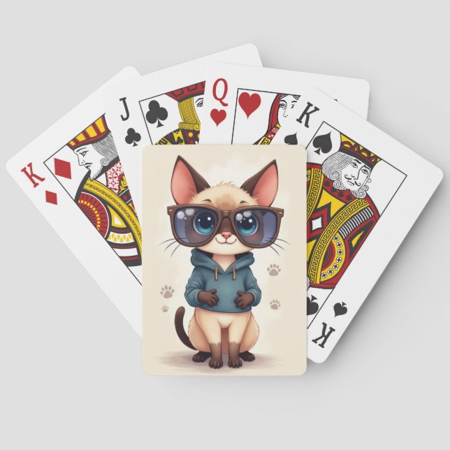 Baralho Gato Kawaii Siames Fofinho (Verso)