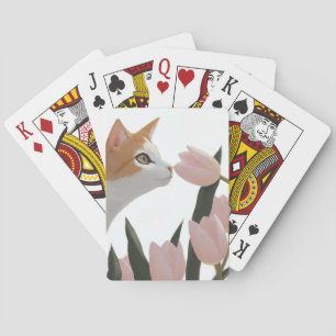Baralho Gato Listrado Laranja Tulipa Amor