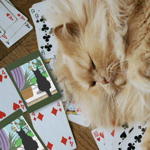 Baralho Gato Negro Olhando Para A Janela