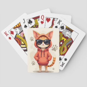 Baralho Gato Oriental de Cabelo Curto Kawaii Engraçado