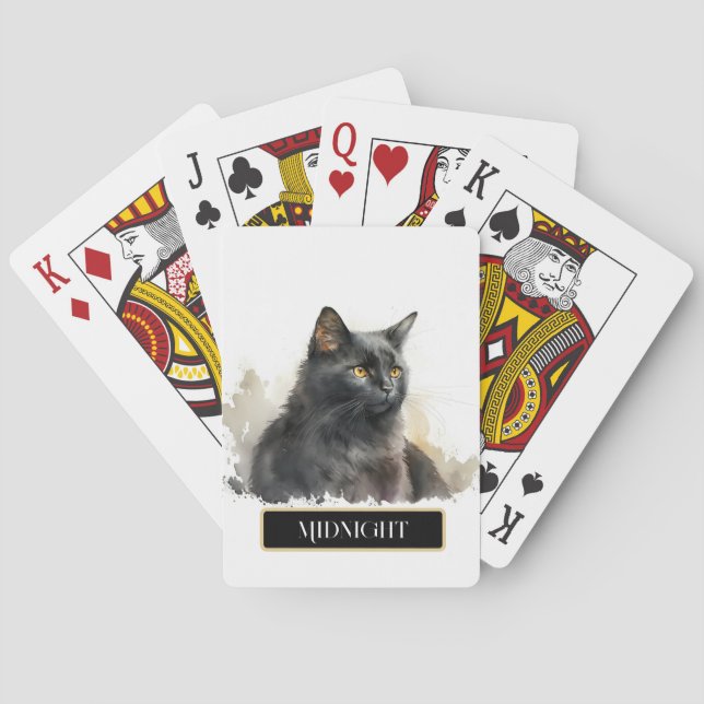 Baralho Gato Preto Adorável Personalizado (Verso)