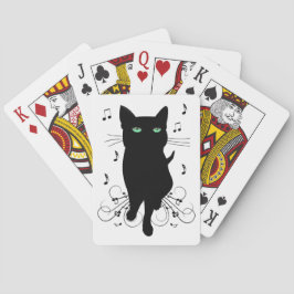 Baralho Gato Preto Rodeado por Notas Musicais Sussurrantes