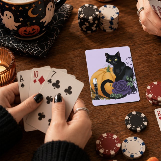 Baralho Gato Preto Rosa Roxa Abóbora Outono (Criador carregado)