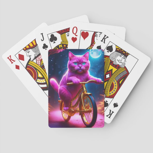 Baralho Gato Rosa Andando Na Bicicleta Do Ouro (Verso)
