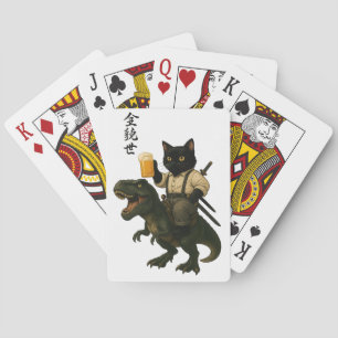 Baralho Gato Samurai com Cerveja & T-Rex   Arte Japonesa R