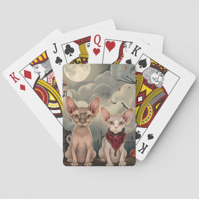 Baralho Gato Sphynx Halloween Assustador (Verso)