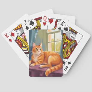 Baralho Gato Tabby Laranja Pintura de Animal de Estimaçã