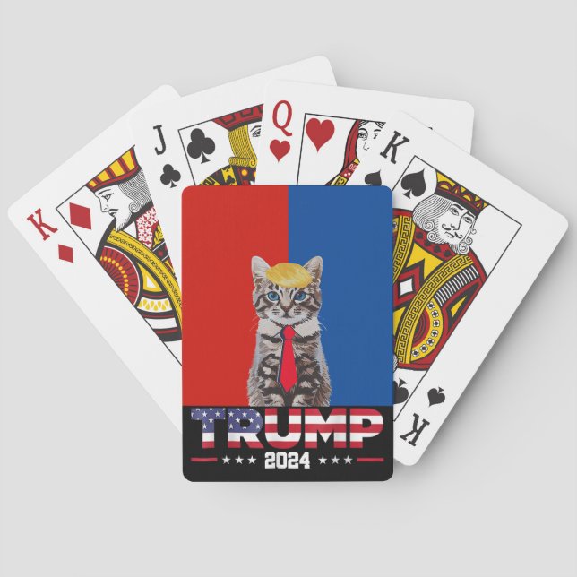 Baralho Gatos Para Trump 2024 | Vance Trump Red Blue (Verso)